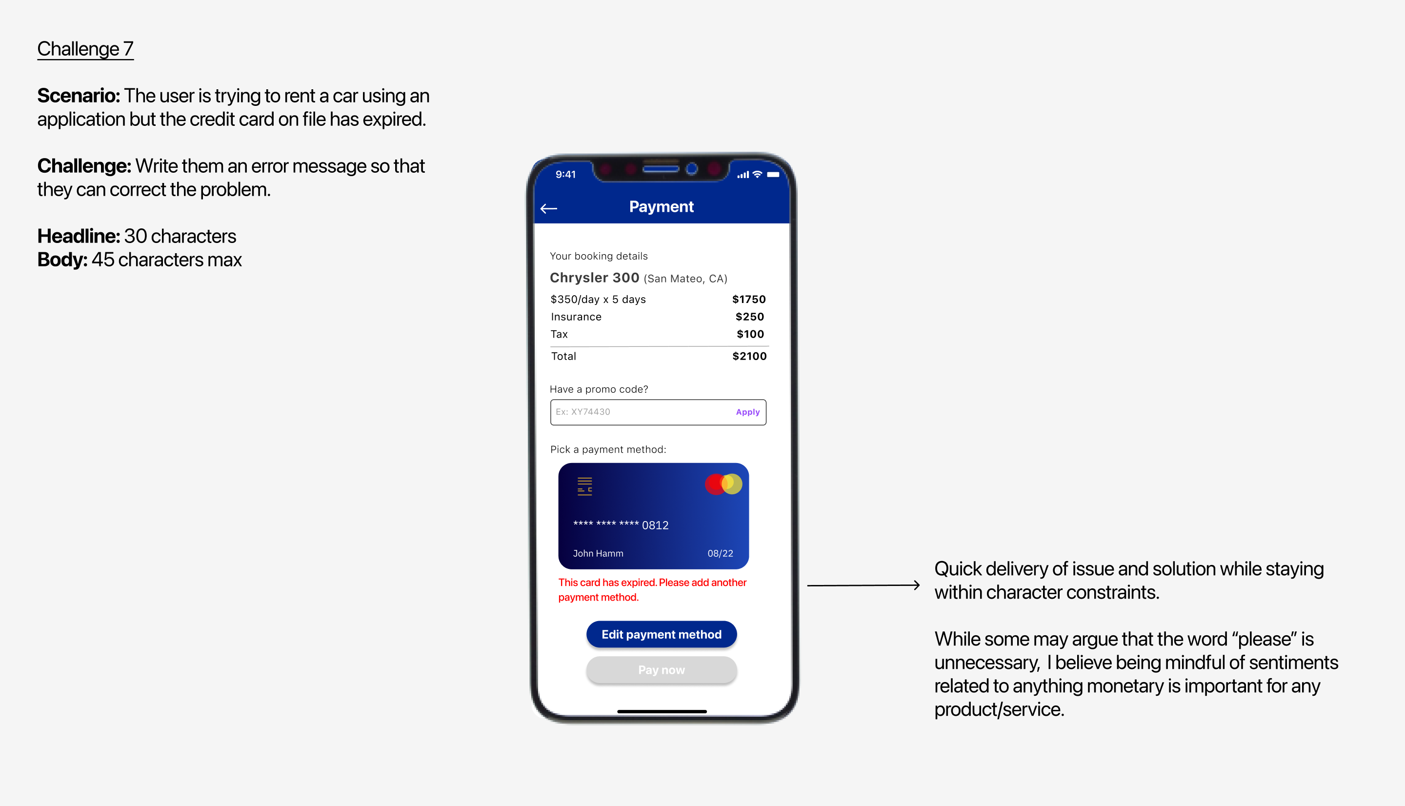 Payment page design